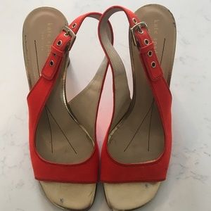 Kate Spade peep toe sling back/tortoise heels.